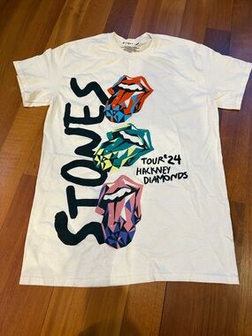 Stones Tour '24 Hackney Diamonds Graphic Tee - White with Multicolor Lips